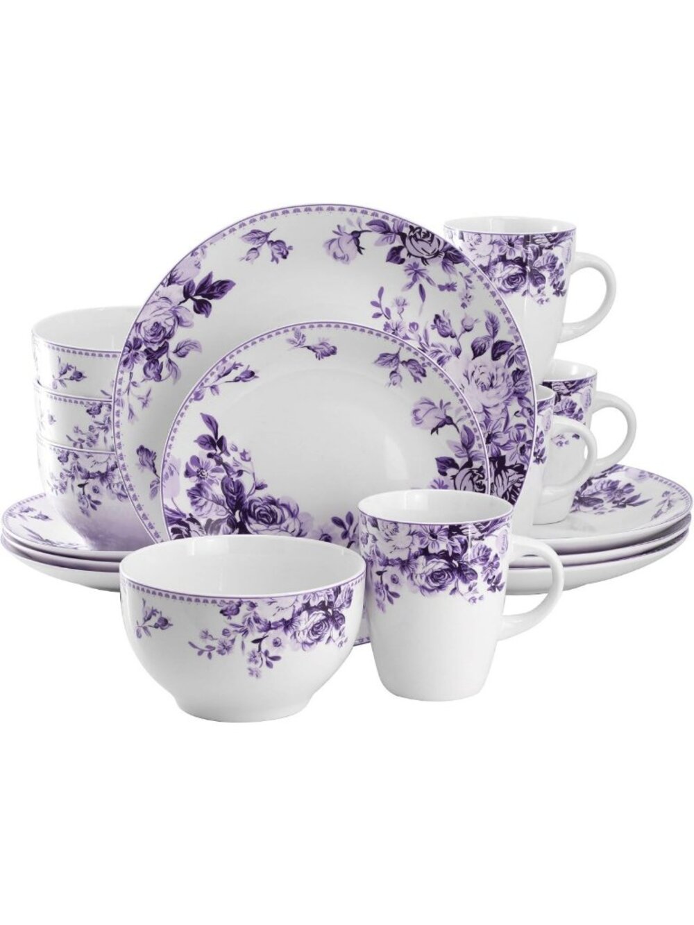 Elegant 16-Piece Porcelain Dinnerware Set for 4 - Traditional Rose Design